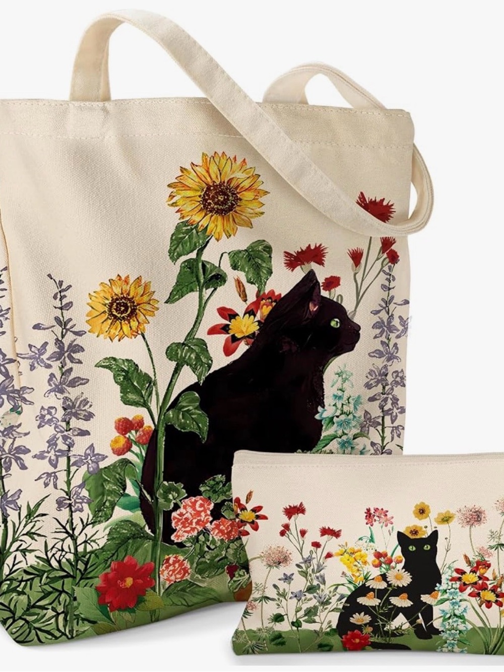 NEW Aesthetic Canvas Tote Bag - with Makeup Zipper Pouch.